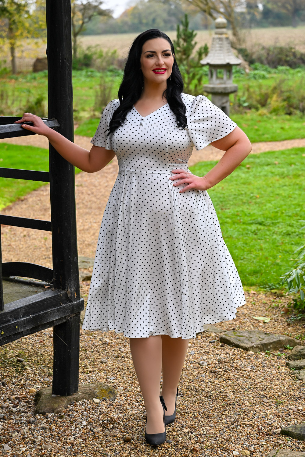 Thea Polka Dot Swing Dress in Extended Sizing